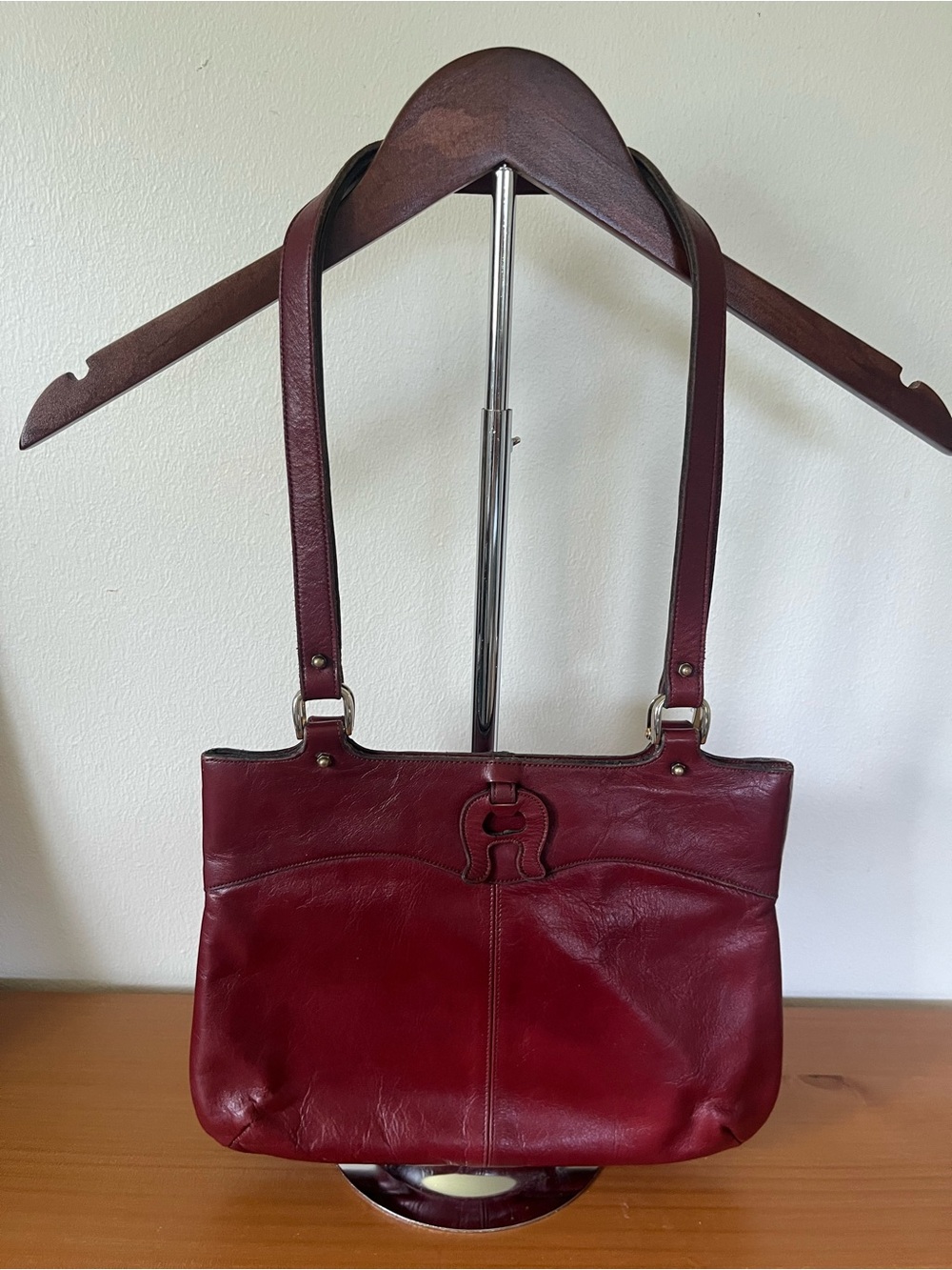 VTG Etienne Aigner Burgundy Leather Shoulder Bag